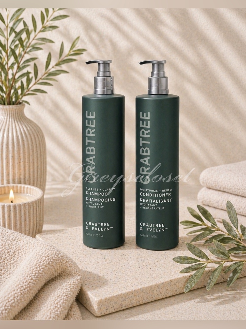 (2 Pack) CONDITIONER & SHAMPOO SET NEW CRABTREE & EVELYN - 15 fl.oz